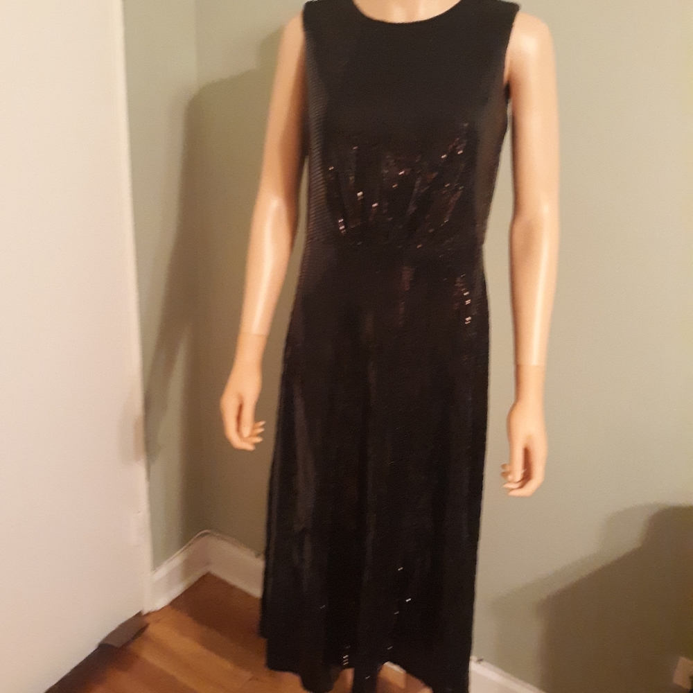 Calvin Klein Womens Sequined Fit and Flare Midi Dr